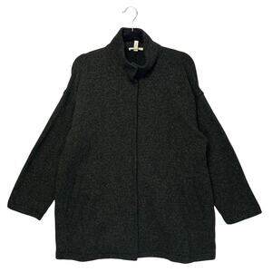 Eileen Fisher Organic Cotton Terry Stand Collar Jacket Women's Sz PL Gray Boxy